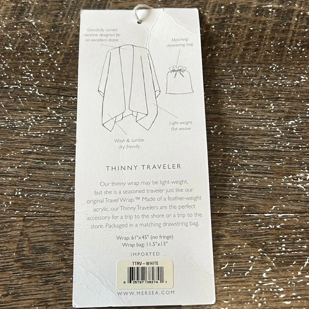Mersea Thinny Traveler Travel Wrap White Navy Red Striped Poncho TTRV-WHITE NWT